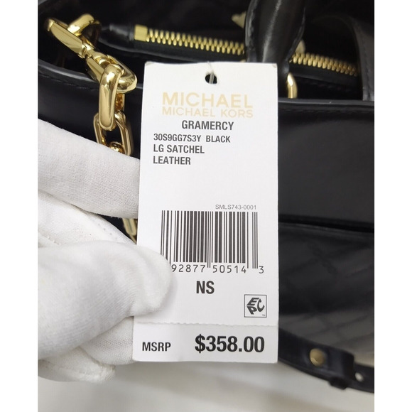 Michael Kors Gramercy Black Leather Lock Double Satchel Shoulder Bag - $358 - Picture 5 of 16